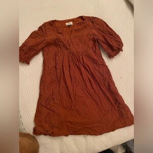 Rust eyelet dress